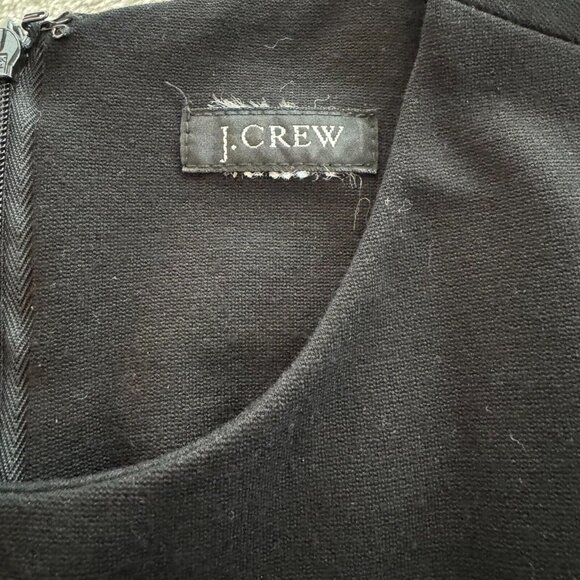 VTG J. Crew Size 4 Black A-Line Ponte Day Wear Dress Zip Back Stretch - Picture 5 of 8